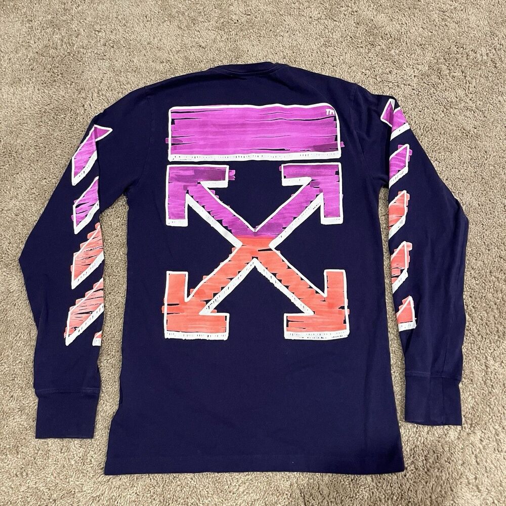 Off-White Diag Marker Tee Shirt Long Sleeve Main Label Mens Size Small